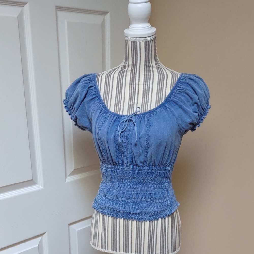 Peasant Blouse Blanco By Nature Zia Top Ladies Size L